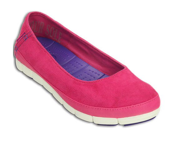 Crocs Stretch Sole Microsuede Flat Candy Pink White - Image 2