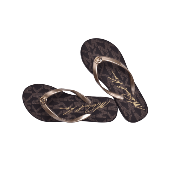 Michael Kors Lilo Wedge Flip Flop Women Black/Gold - Image 2