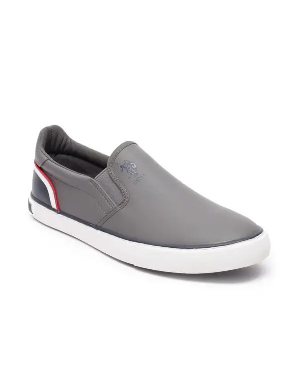 US Polo Men Round Toe Solid Timeo Slip On Sneakers Grey - Image 5