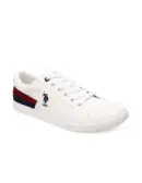 US Polo Men Contrast Stripe Canvas Clarkin Sneakers White