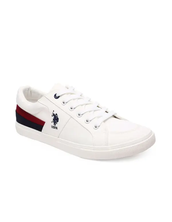 US Polo Men Contrast Stripe Canvas Clarkin Sneakers White - Image 2