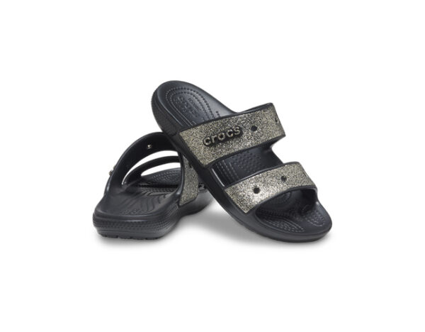 Crocs Classic Glitter II Sandal Black gold - Image 3