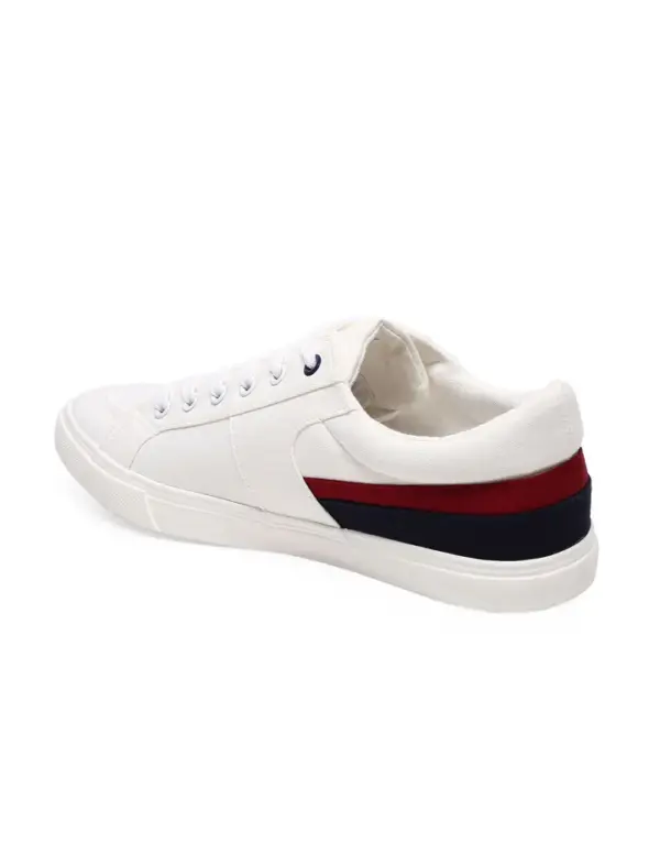 US Polo Men Contrast Stripe Canvas Clarkin Sneakers White - Image 4