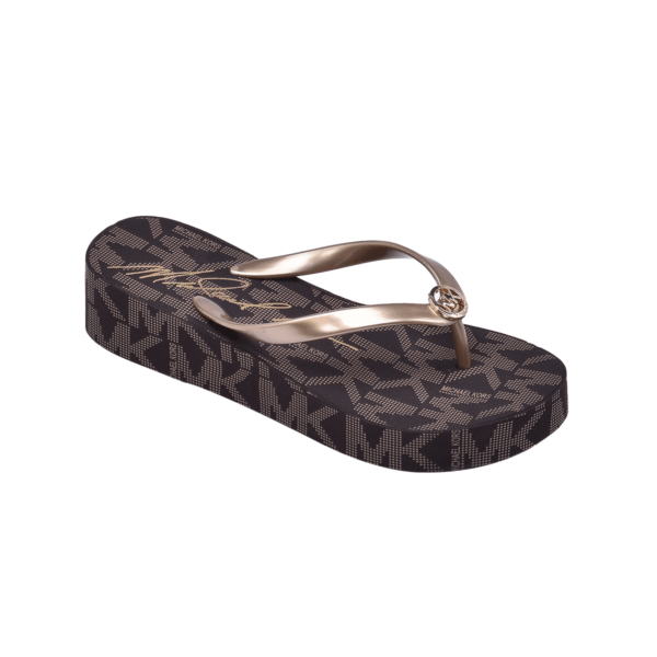 Michael Kors Lilo Wedge Flip Flop Women Black/Gold - Image 3