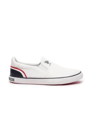 US Polo Men Round Toe Solid Timeo Slip On Sneakers White