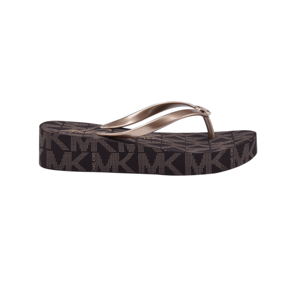 Michael Kors Lilo Wedge Flip Flop Women Black/Gold - Image 4