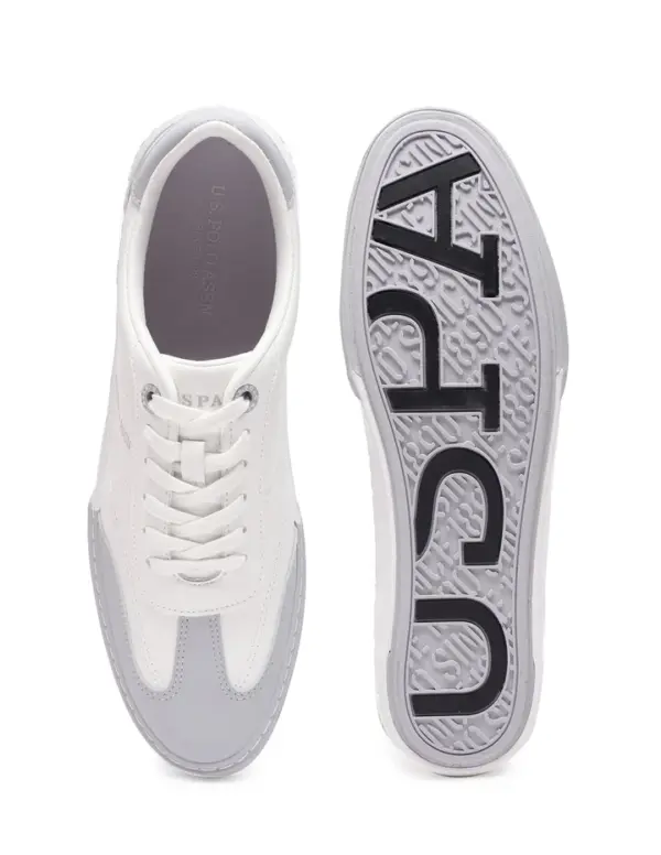 US Polo Men Round Toe Solid Gain Sneakers White - Image 5