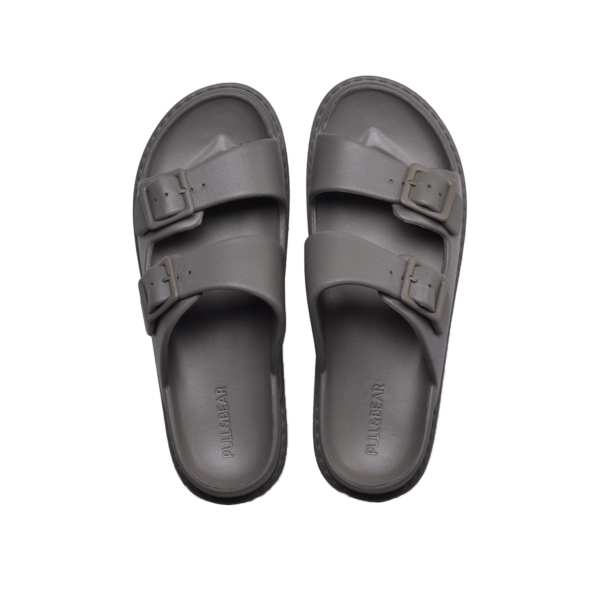 Pull&Bear Rubberized Sandal With Buckles Slide Grey