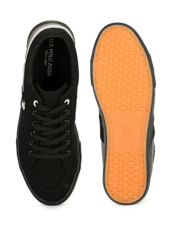 US Polo Men Contrast Stripe Canvas Clarkin Sneakers Black - Image 6