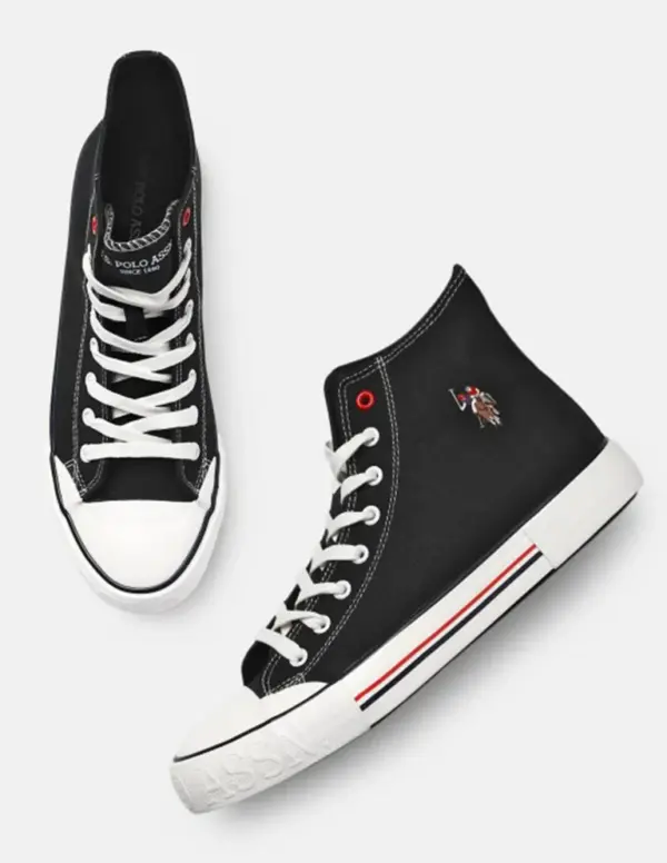 US Polo Assn Men Vlair Mid Top Sneakers Black - Image 2